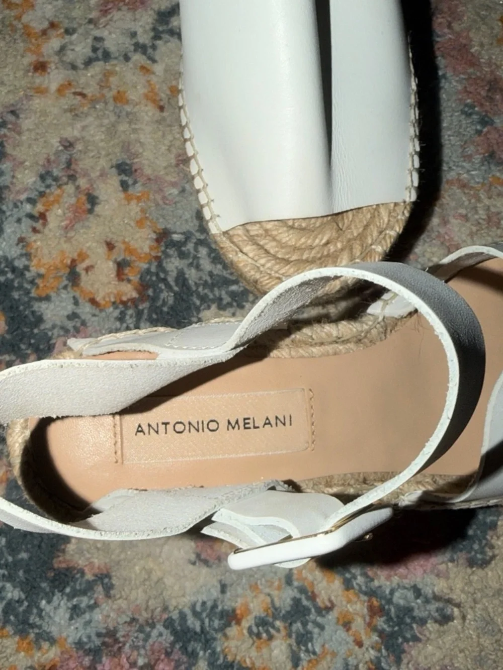 ANTONIO MELANI White Leather Espadrille Slingback Sandals